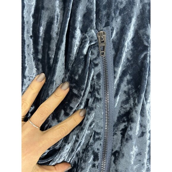 Blank NYC Jacket Blazer Crushed Velvet Asymmetrical Draped Zipper Moto Edgy Sz L - Picture 5 of 11